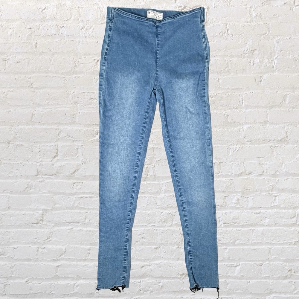 Free People Skinny Jegging Jeans Size 28 Blue Soft Stretch Denim Raw Hem‎ Comfy